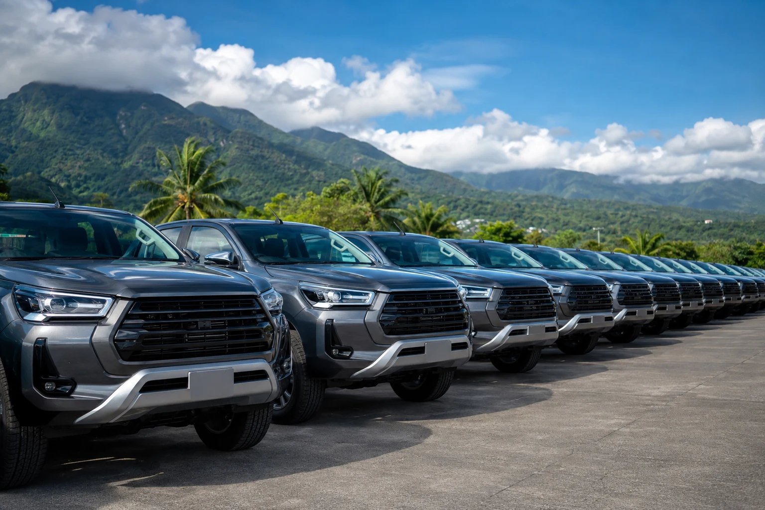 Fleet of pickup trucks in Trinidad and Tobago